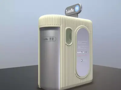 Public Toilet 1 - High-Poly Low-poly 3D model