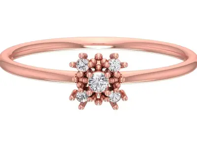 Solitaire Women Light Weight Flower Band Ring 3D print model