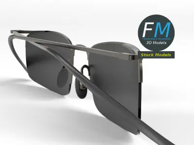 Sunglasses half rim square 3D model
