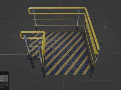 Set Ramp PBR metal ladder with stripes 3D Model Pack
