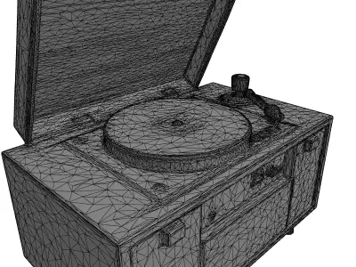 MidCentury Modern Record Player Console Low-poly 3D model