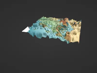 Europe Map Topography Low-poly 3D model