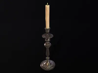 Iron Cased Single Point Candelabra Low-poly 3D model