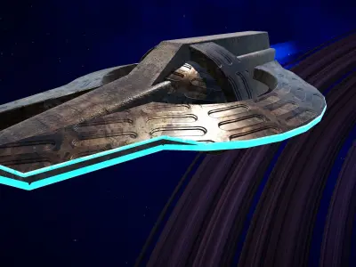 Ghost space Ship Unity Game Asset Ready Low-poly 3D model