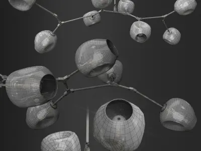 Branching bubble 8 lamps 3D model
