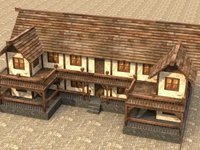 old house medieval low poly 3d Low-poly 3D model