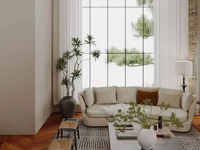 villa living room 3D model