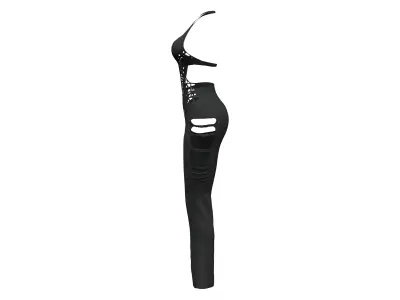 Full Body Black Halter Neck Cutout Coverall Low-poly 3D model