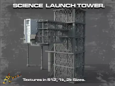 SCIENCE LAUNCH TOWER Low-poly 3D model
