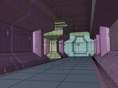 sci fi tunnel corridor Low-poly 3D model