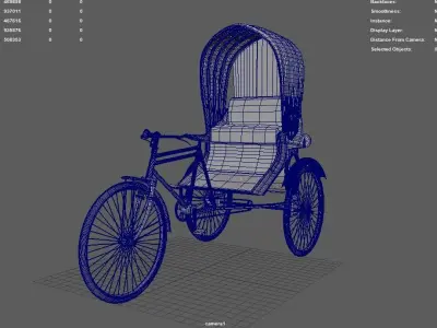 Rickshaw Dhaka Low-poly 3D model