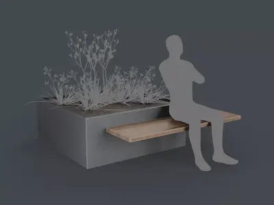 Modern Outdoor Bench 114 PBR Game Ready Low-poly 3D model