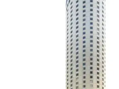 White Tube Shaped Skyscraper 3D model