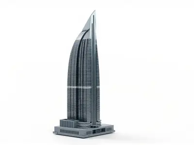 Futuristic Skyscraper Architectural Model Low-poly 3D model