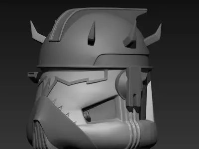 Stylized Clone Trooper Helmet with Horns 3D print model