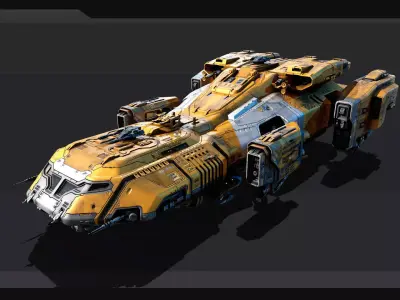 KAIZEN Starship Cruiser Low-poly 3D model