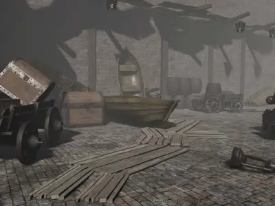 Props for the medieval harbour 3D Model Pack