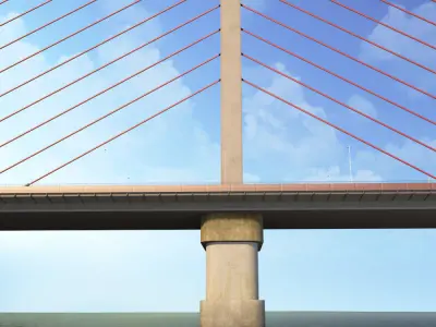 Single Suspended Water Road Bridge 3D model