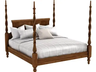 King Size Mahogany Plantation Poster Bed by Leighton Hall 3D model