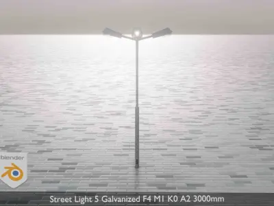 Street Light 5 Galvanized F4 M1 K0 A2 3000mm Low-poly 3D model