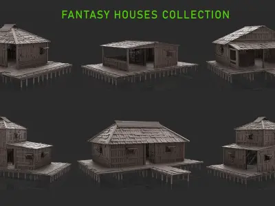 Fantasy Wooden Houses Collection - Jungle Hut 6 Model 3D Model Pack