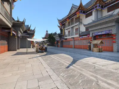  Chinese architecture Low-poly 3D model