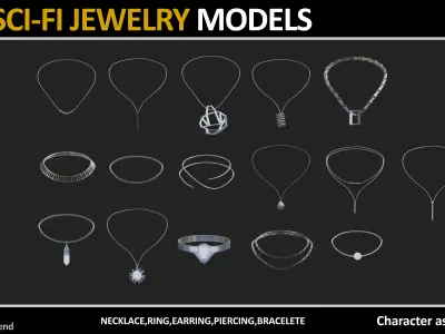 100 SCI FI JEWELRY MODELS Low-poly 3D model