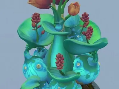 Hand paint Flower 3D model