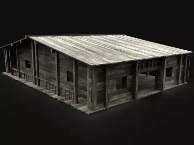 MEDIEVAL SAWMILL WAREHOUSE STORAGE WORKSHOP BUILDING INDUSTRIAL Low-poly 3D model