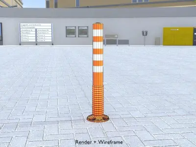 Flexible Traffic Bollard 1000 Low-poly 3D model
