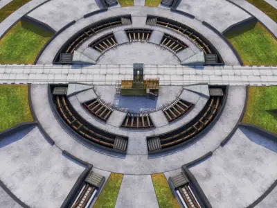 Rocket launch space complex low 3D model