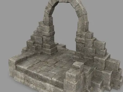 gate 7 stone arch with bricks Low-poly 3D model