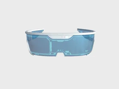 SciFi Glasses Visor 04 White Blue - Character Design Fashion Low-poly 3D model