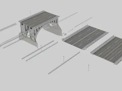 Traffic Bridge Low-poly 3D model