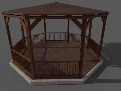 gazebo wooden Low-poly 3D model