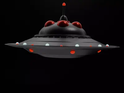Sci Fi UFO Spaceship 3D Model Game Ready  Alien Animated Lights Low-poly 3D model