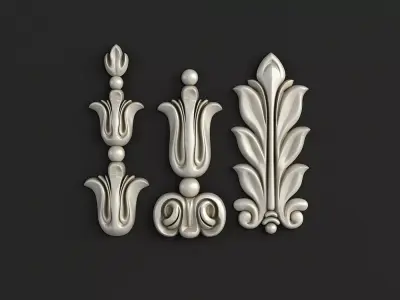 Carved decor vertical 3D model 3D model