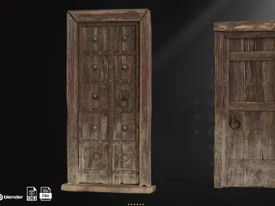 30 Old Door and Window Low-poly 3D model