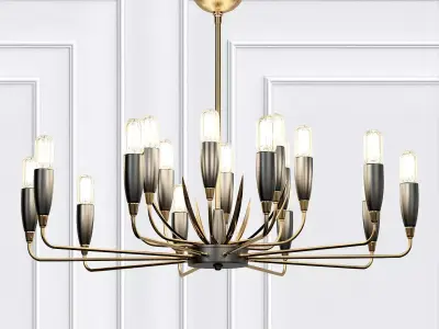HARDY modern chandelier in gold 3D model