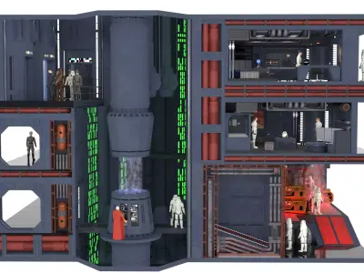 Set 2 - Death Star Shaft 1-18 Scale 3D Model Pack