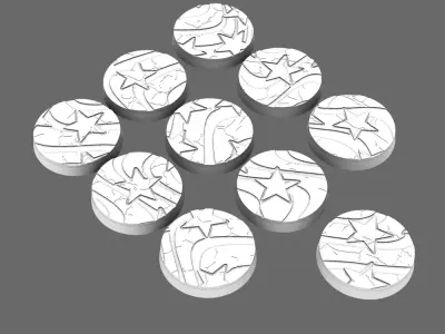Stars and Stripes 25mm Round Base Set X10 3D print model