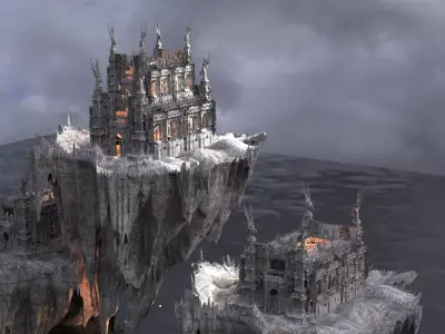 Dark Lord Floating Castles with stone interior  3D model