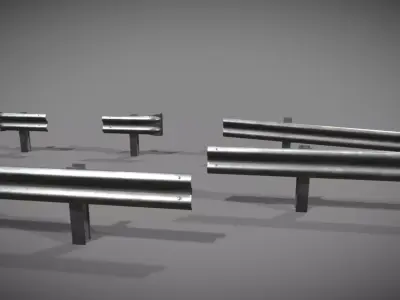 Crashbarrier low poly modular Low-poly 3D model