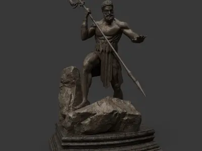 Poseidon Statue Low-poly 3D model