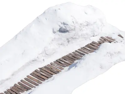 Wooden trail in winter 3D model