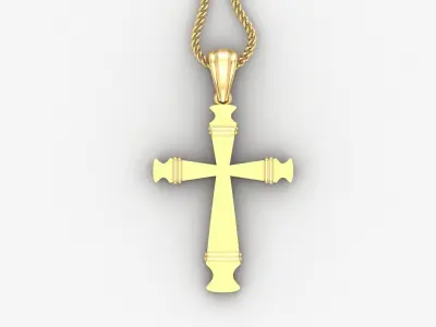 Light Gold 18K Cross Pendant 2CP091 3D print model