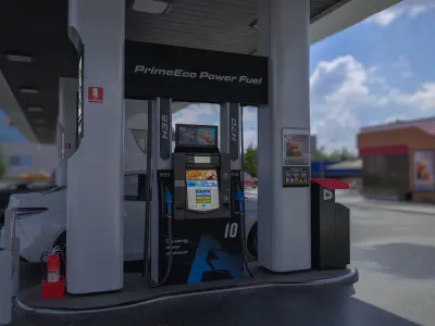 Multi-Fuel Hub Next-Generation Gas Station  Low-poly 3D model