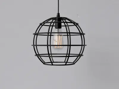 Industrial Cage Pendant Lights 3D model