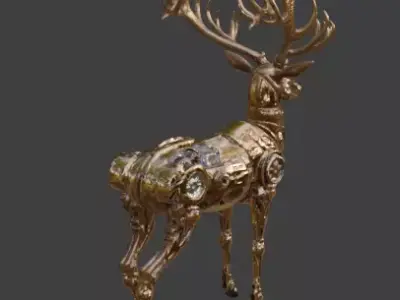 Steampunk Mechanical Deer Automaton 3D Model Low-poly 3D model