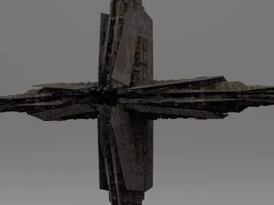 Sci-Fi City dystopia Mega city colony Pyramid Ship 2 3D model
